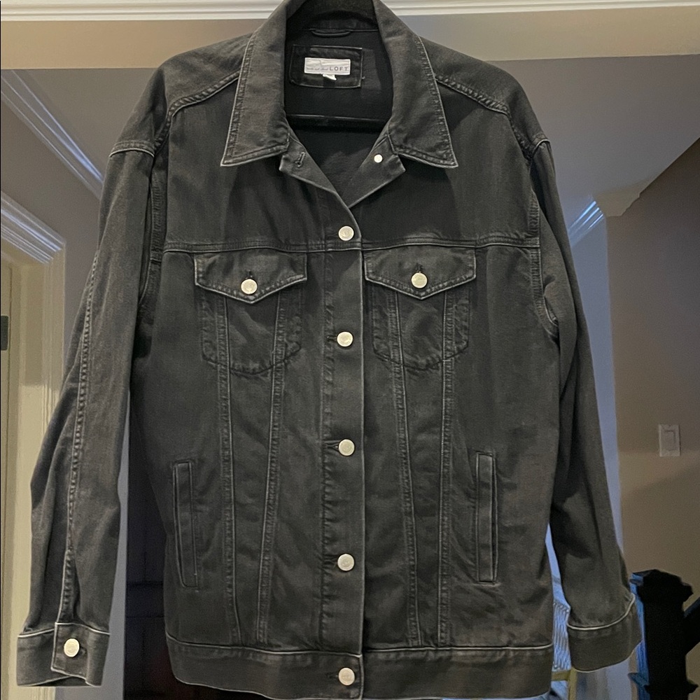 LOFT Black Denim Jacket, Size M - Picture 2 of 7